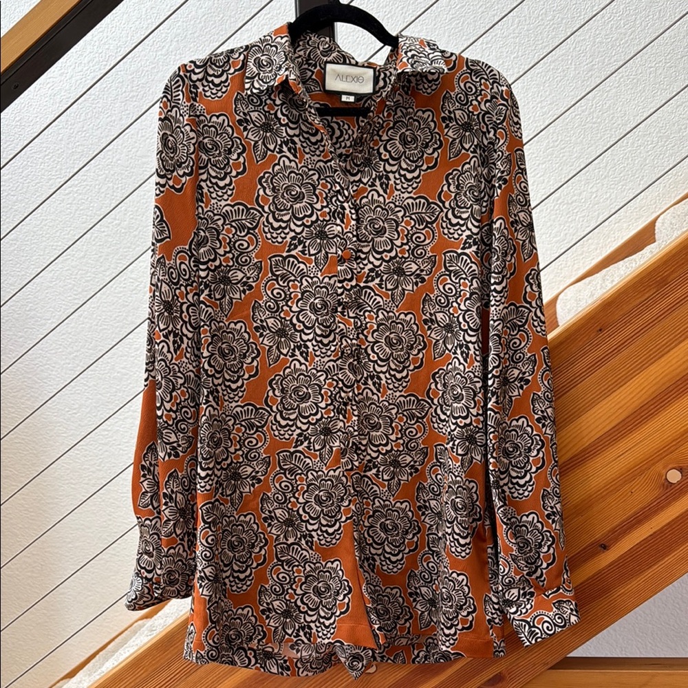 Alexis Orange and Black Floral Playsuit/cover Up Sz M
